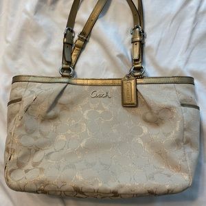 Coach Gallery Gold Lurex Signature East West Tote